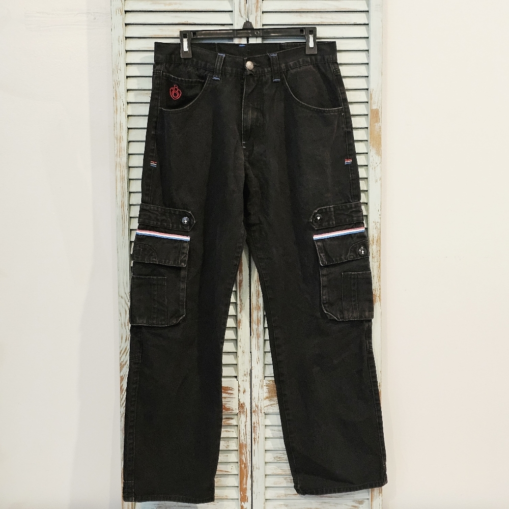 EIGHT 732 JEANS 34x33 Black Young Jeezy Hip Hop Wide Leg Streetwear Thrashed